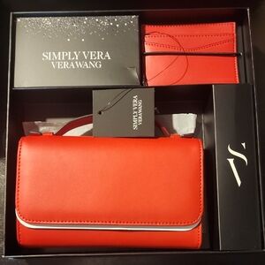 Simply Vera Vera Wang Vibrant Red Handbag and Cardholder Set